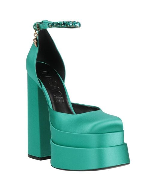 Versace Green Pumps Textile Fibers