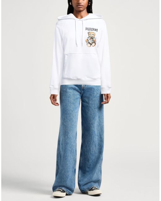 Moschino White Couture Sweatshirt Cotton