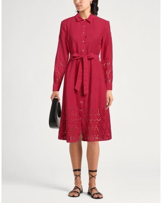 120% Lino Red Midi Dress