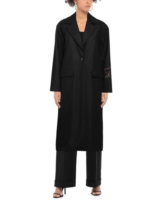 Boutique Moschino Wool Coat in Black | Lyst