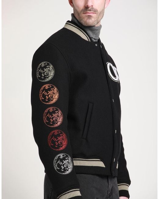 Off-White c/o Virgil Abloh Black Moon Phase Logo Wool-blend Varsity Jacket for men