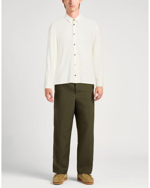 Alpha Studio White Ivory Shirt Cotton, Elastane for men