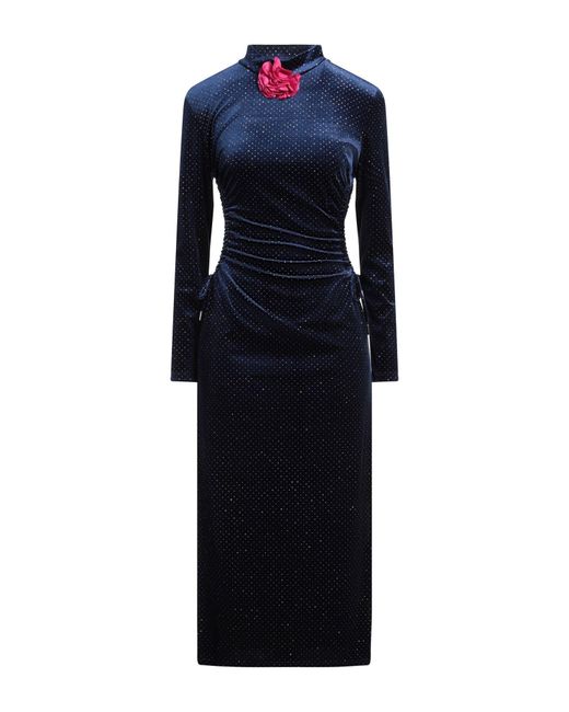 Odi Et Amo Blue Midi Dress Polyester, Elastane
