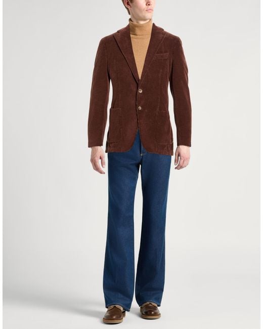 Santaniello Brown Dark Blazer Cotton for men