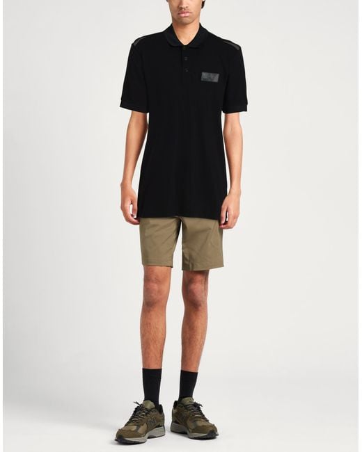 EA7 Black Polo Shirt Cotton, Polyester, Elastane for men