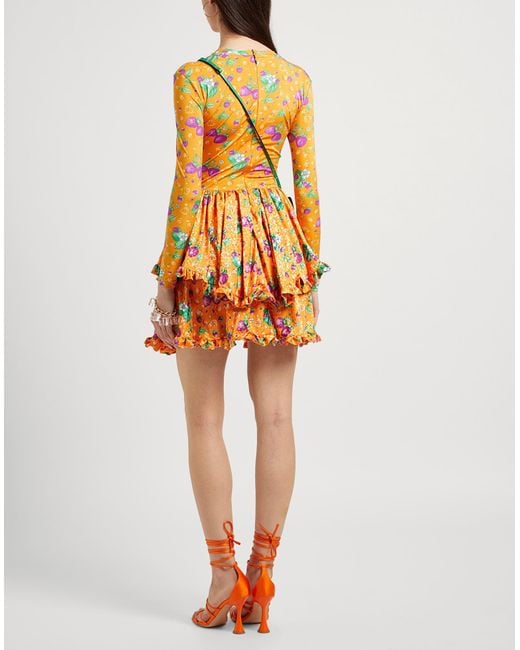 MSGM Orange Mini Dress Polyamide, Elastane