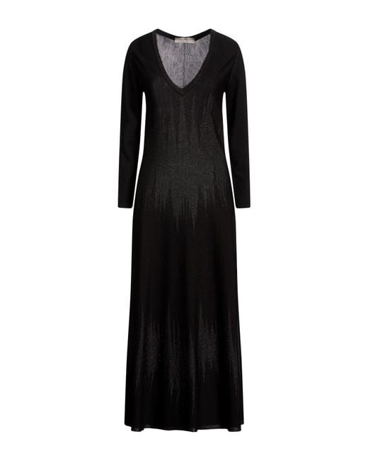 D.exterior Black Maxi Dress Polyester, Wool, Polyamide, Metallic Polyester
