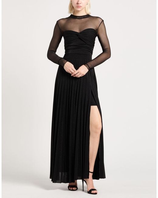 Kaos Black Maxi Dress Polyester, Viscose, Polyamide, Metallic Polyester, Elastane
