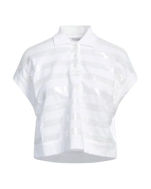 Brunello Cucinelli White Polo Shirt Cotton, Polyester