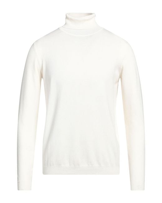 Fred Mello White Viscose-Blend Logo Turtleneck Sweater for men