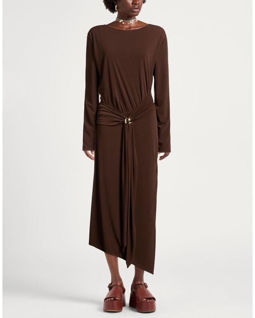 Jijil Brown Midi Dress Polyester, Elastane