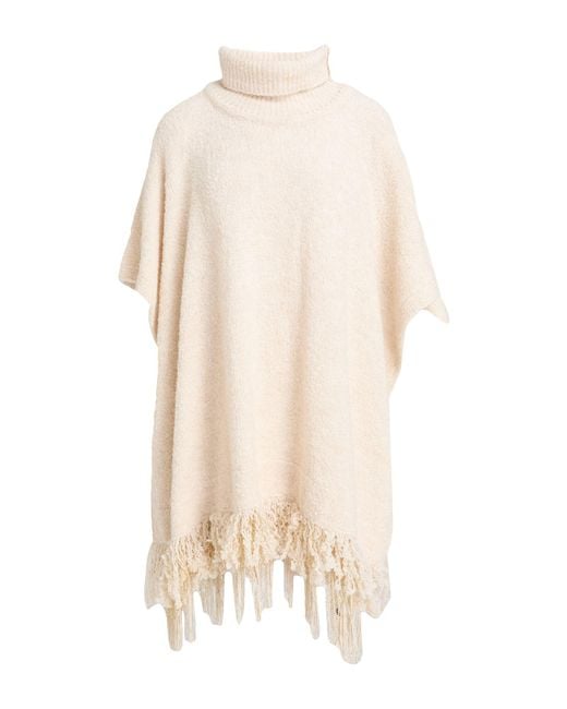 SIMONA CORSELLINI White Cream Cape Acrylic, Polyamide, Wool, Viscose