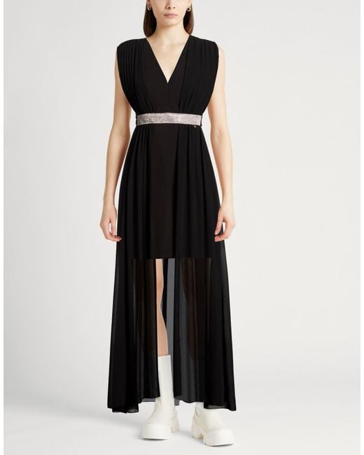 Rinascimento Black Maxi Dress Polyester, Elastane