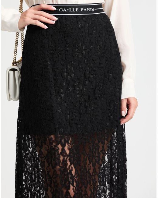 Gaelle Paris Black Midi Skirt Polyester, Polyamide, Viscose