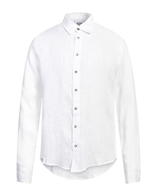 Alpha Studio White Shirt Linen for men