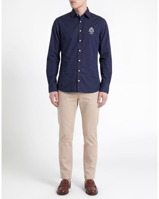 Hackett Blue Shirt Cotton, Elastane for men