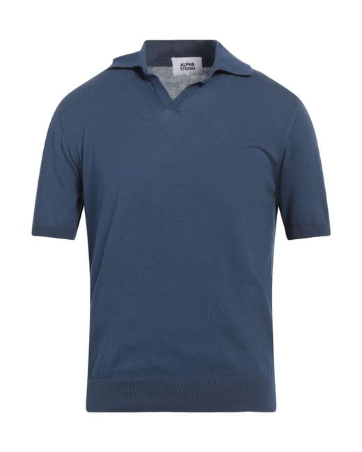 Alpha Studio Blue Sweater Cotton for men