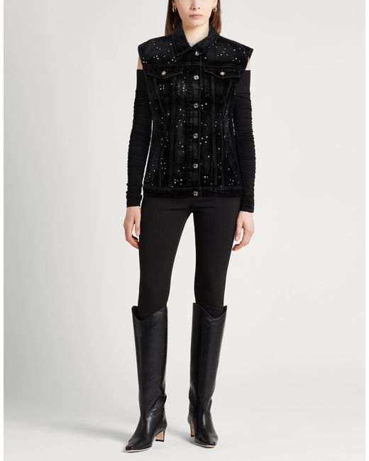 Liu Jo Black Denim Outerwear Cotton, Elastane