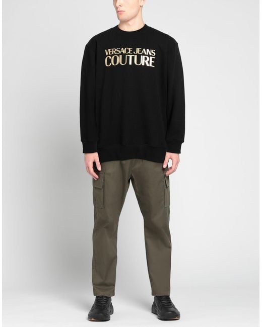 Versace Jeans Couture Black Sweatshirt Cotton, Elastane for men