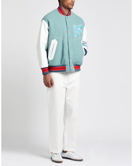 Facetasm Blue Jacket Wool, Elastane, Leather for men