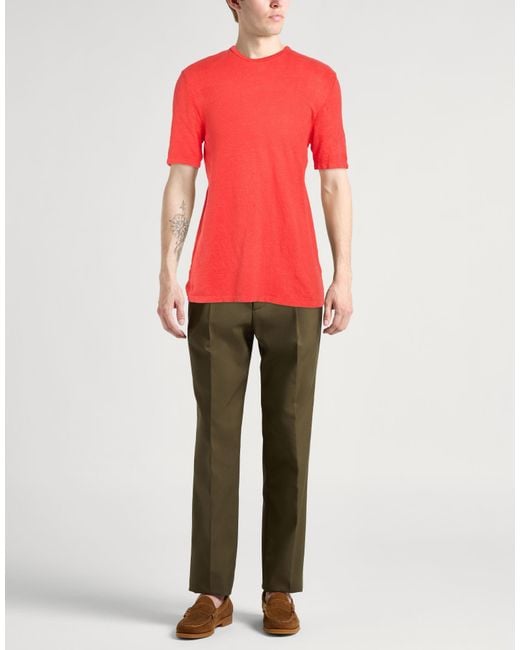 Majestic Filatures Red T-Shirt Linen, Elastane for men