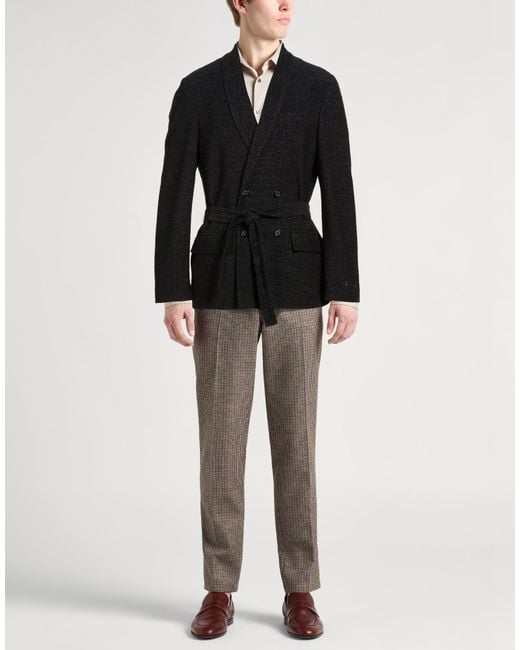 Paolo Pecora Black Blazer Polyester, Cotton, Acrylic, Viscose, Wool for men
