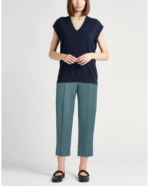 Agnona Blue Pants Linen, Silk