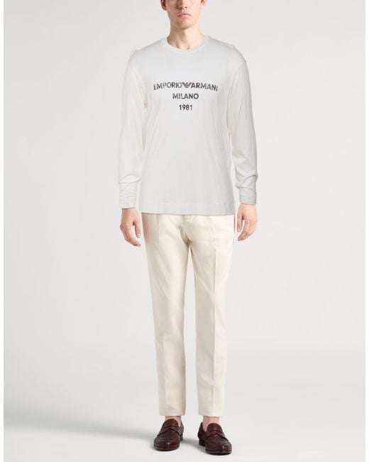 Emporio Armani White T-Shirt Lyocell, Cotton for men