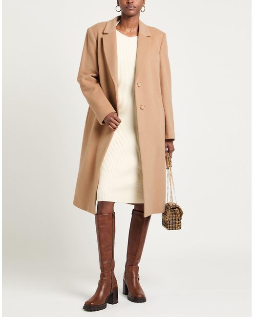 Chiarulli Natural Camel Coat Virgin Wool, Polyamide