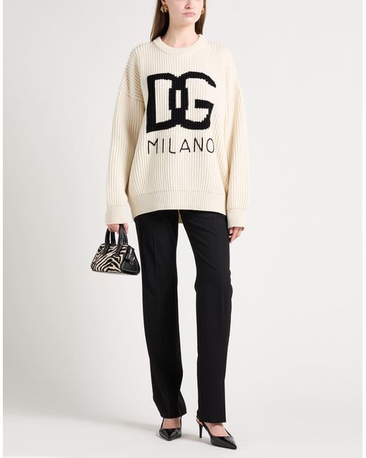 Dolce & Gabbana White Cream Sweater Cashmere, Wool