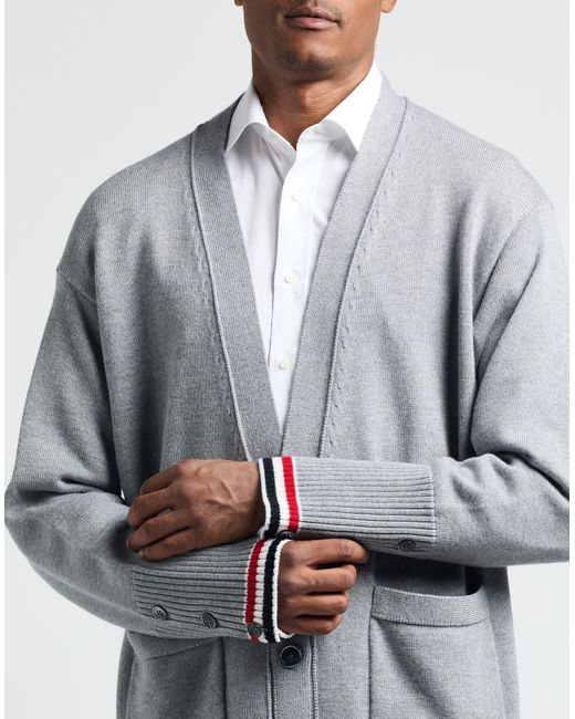 Thom Browne Gray Cardigan Virgin Wool for men
