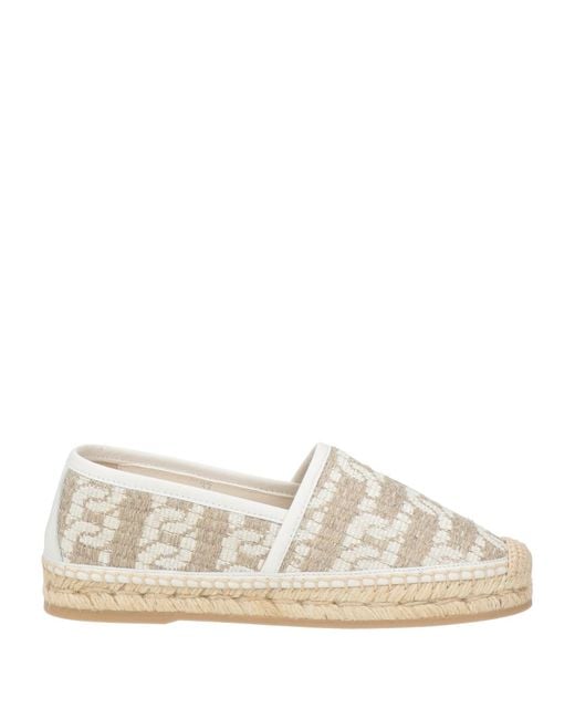 Tod's White Espadrilles Natural Raffia, Leather