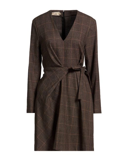 Maison Kitsuné Brown Mini Dress Virgin Wool, Cotton