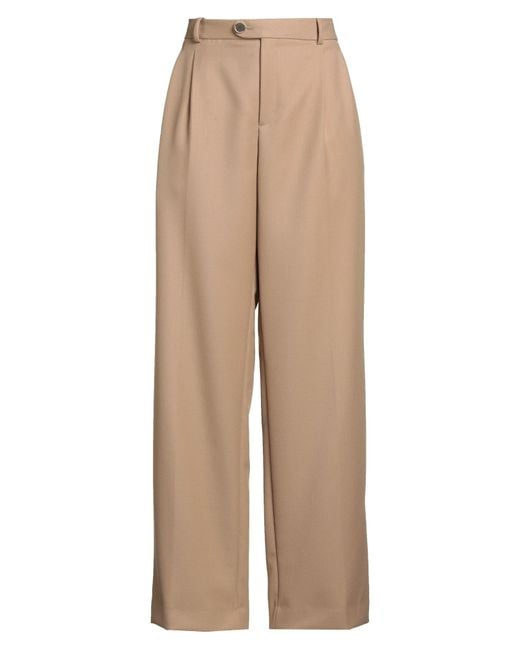 Sandro Natural Sand Pants Polyester, Virgin Wool
