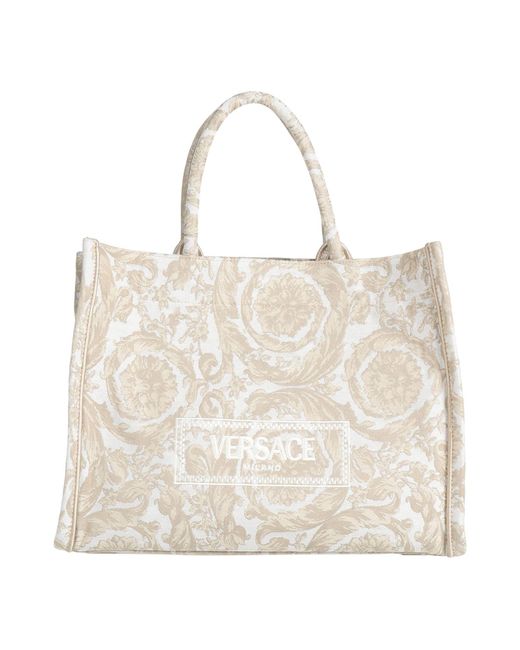 Versace Natural Taupe Handbag Textile Fibers