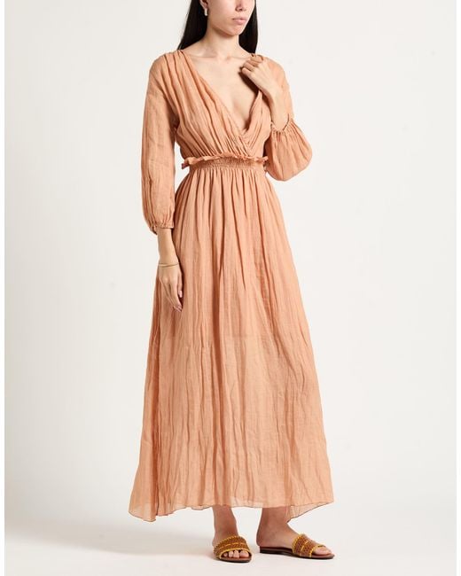 European Culture Natural Sand Maxi Dress Ramie, Cotton
