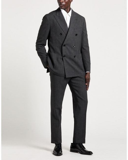 Lardini Gray Charcoal Suit Polyester, Wool, Elastane for men