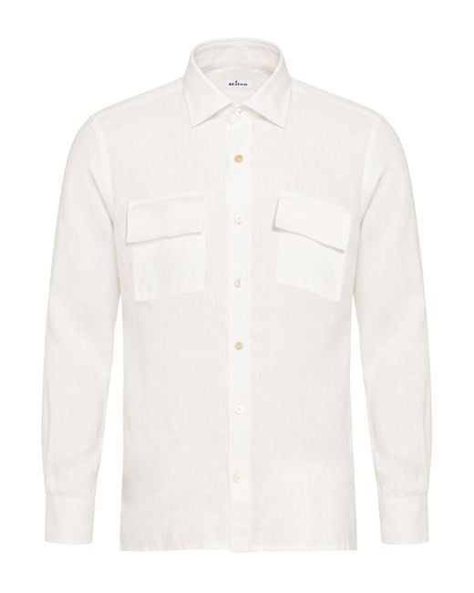 Kiton White Shirt Linen for men