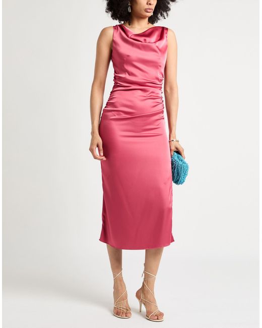 Liu Jo Pink Antique Rose Midi Dress Polyester, Elastane