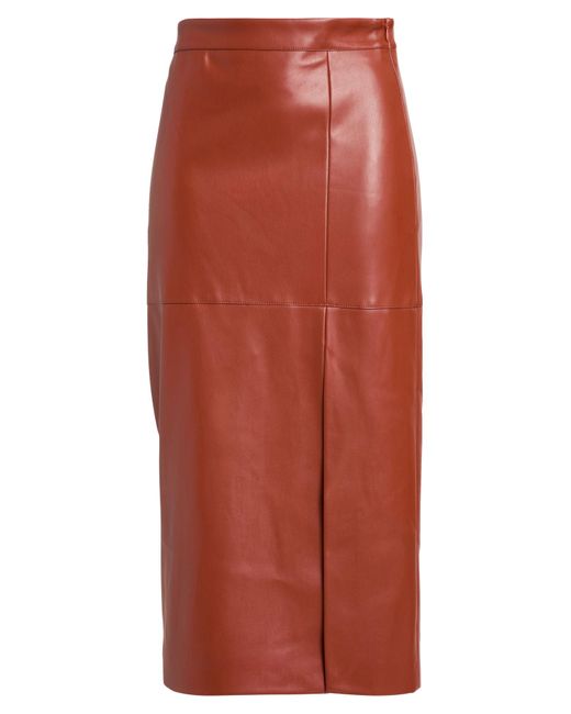 Alpha Studio Orange Midi Skirt Polyester, Polyurethane Resin