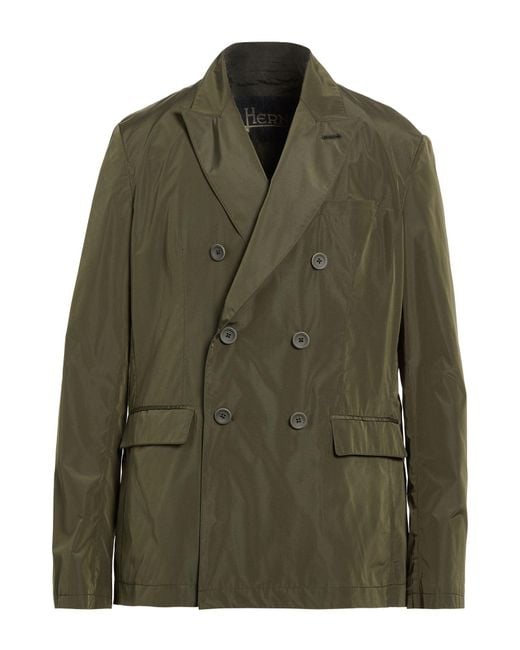 Herno Green Military Blazer Polyester for men