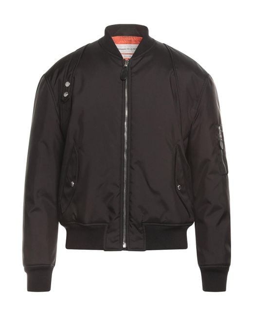 McQueen Black Harness Bomber Jacket for men