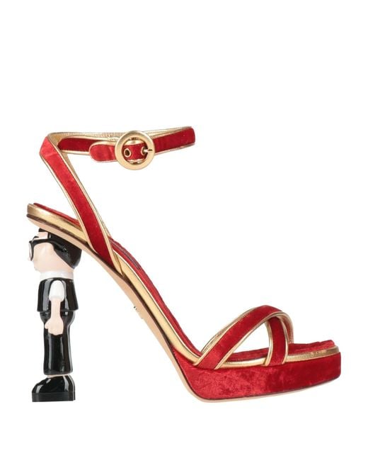 Dolce & Gabbana Red Sandals Textile Fibers