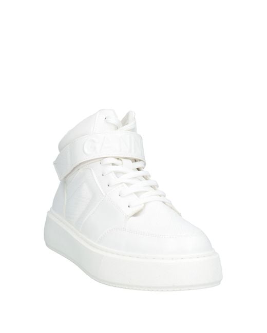 Ganni White Velcro Lace-Up Sneakers