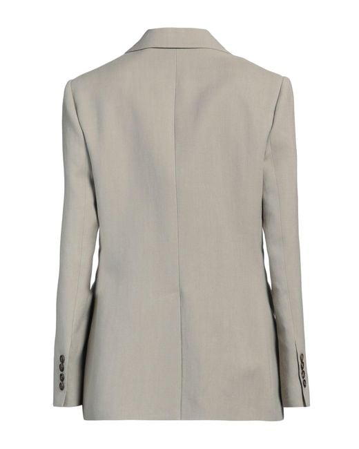Brunello Cucinelli Gray Khaki Blazer Viscose, Linen, Brass