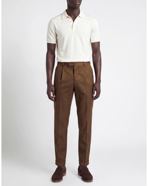 PT Torino Brown Pants Cotton, Polyamide, Elastane for men
