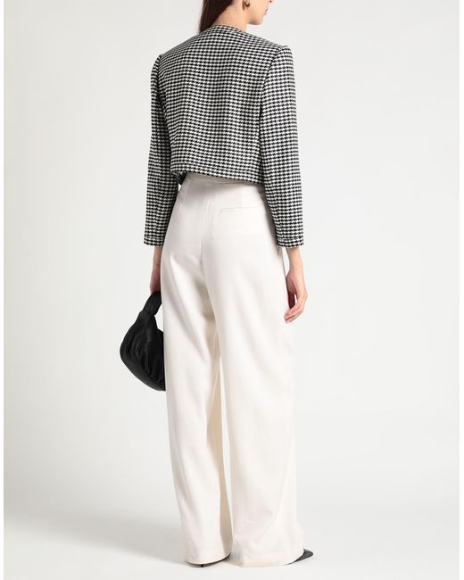 Sandro Black Cropped Double-breasted Houndstooth Tweed Jacket