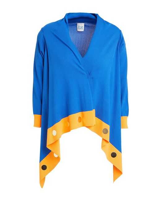 Z.O.E. ZONE OF EMBROIDERED Blue Strickjacke