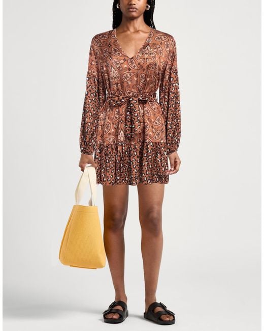4giveness Brown Mini Dress Polyester