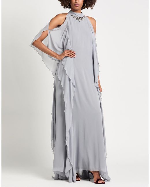 Clips Gray Maxi Dress Polyester